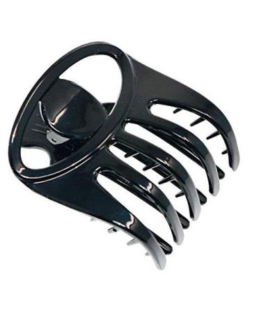 Parcelona French Curvy Oval Paw Black 3  Cellulose Acetate Side Slide In Scoop Jaw Hair Claw Clip Clutcher for Women and Girls (Black)