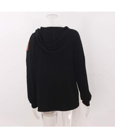 Bigfanshu Women's Dresses Casual Stripe Patchwork Long Sleeve Pullover Hooded Sweater Top Blouse Black - Buy Online on GoSupps.com