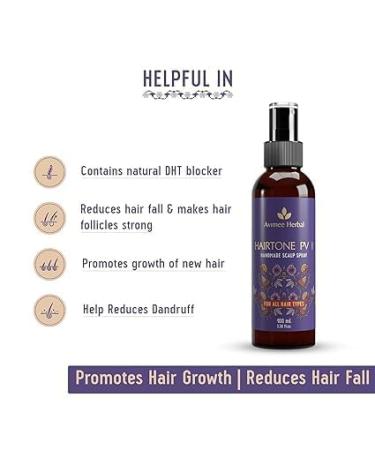 Avi.mee Herbal Hairtone PV 1 Scalp Spray - Natural DHT Blocker Fights Hair Fall with Rosemary Saw Palmetto Amla Methi & Bhringraj | Hair Serum for Men & Women - 100 ml - Buy Online on GoSupps.com