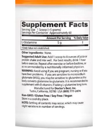 Doctor's Best L-Glutamine Powder - 300g - Support for Muscle Recovery - Buy Online on GoSupps.com