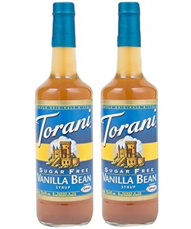 Torani Sugar-Free Vanilla Bean Flavour Syrup 750ml bottle 2 Pack Golden brown packing may vary Glass Bottle 2 Pack
