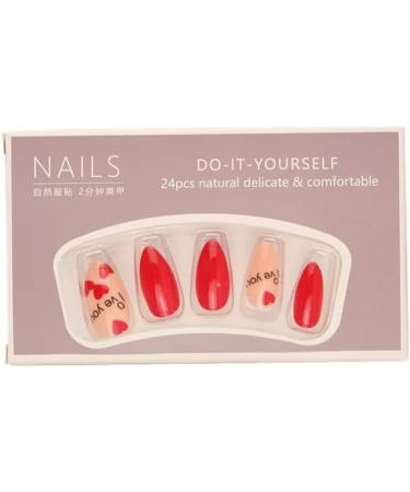 24Pcs/Set Press On Nails Long Red Love Sweet Nail Patch False Nails Acrylic Fake Nails Full Cover Nails Tips Artificial Finger Manicure Press on nails for Women and Girls - Buy Online on GoSupps.com