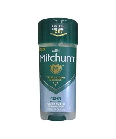 Mitchum Advanced Anti-Perspirant & Deodorant For Men Gel Unscented 3.4-Ounce Stick (Pack of 4)