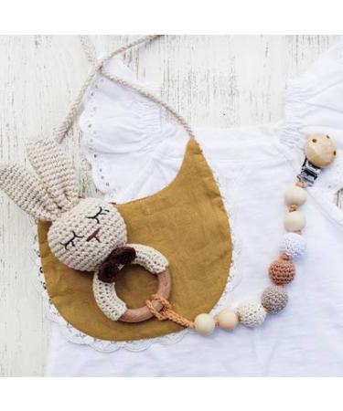 Organic Crochet Teether Rattle - Forest Friends Handmade Amigurumi Bunny Deer Fox on Wooden Ring - Natural Baby Toys - Buy Online on GoSupps.com