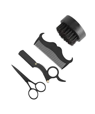 Griwiuiowe Men Shaving Kit Shaving Brush Comb Scissors Set Barber Brush Bristle Shaving Brush Set