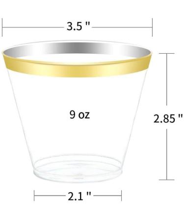 100 Pack Premium 9 Oz Clear Plastic Cups with Gold Rim - Disposable Party Drinking Cups for Wedding and Events - Buy Online on GoSupps.com