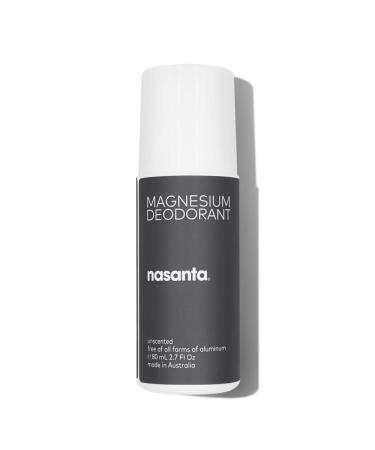 nasanta Magnesium Deodorant - Australian Made  Aluminum Free  Baking Soda Free  Alcohol Free - Clinically Tested for Sensitive Skin - Unscented For Men and Women - 80 mL 2.7 Fl Oz - Roll on