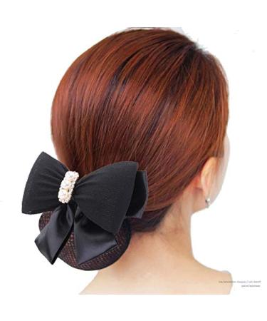 VASANA Two-Way Hair Net with Bow for Women - Stylish Hair Accessory for Work Office and Hotel | Black Hair Clip - Buy Online on GoSupps.com