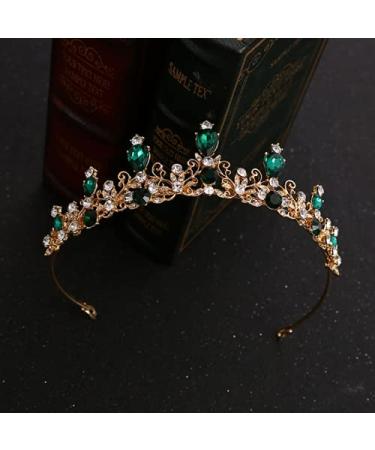 YOVECATHOU Rhinestone Princess Tiara Hair Band - Green | Bridal Wedding Prom Crown Headband for Girls | Costume Party Accessories - Buy Online on GoSupps.com