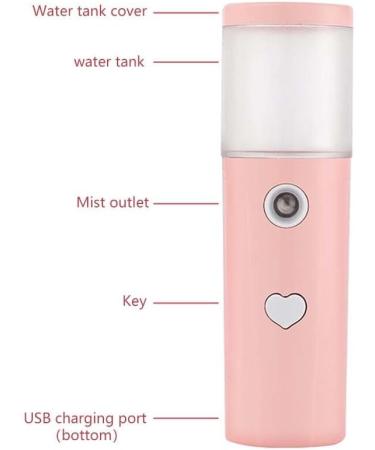 Dajidafu Face Mist Sprayer 30ml Rechargeable Moisturizing Facial Humidifier Portable Atomizer Salon Water Steamer Refillable Mister Pink - Buy Online on GoSupps.com