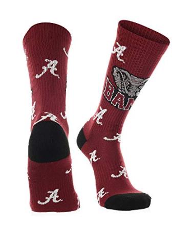 Alabama Crimson Tide Socks Crew Length Sock Mayhem Crimson/Black/White Large