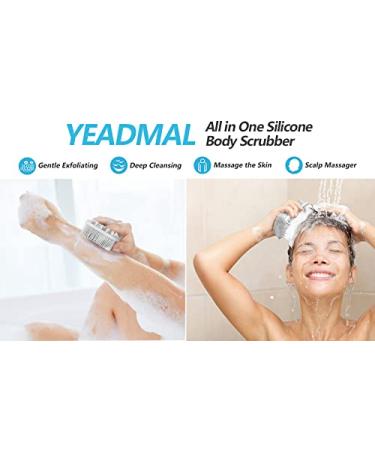 Exfoliating Silicone Body Scrubber and Hair Scalp Massager - 2-in-1 Bath Brush for Men, Women, and Babies - Gentle Skin Care - Easy to Clean - Lathers Nicely - Hygienic - Gray - Buy Online on GoSupps.com