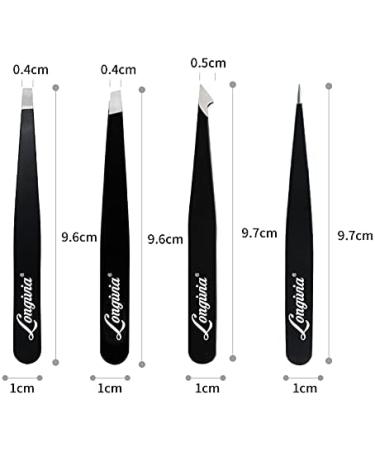 Longivia High-Quality Stainless Steel Eyebrow Tweezers - 4 Piece Set Test Winner for Precision Plucking & Splinter Removal - Buy Online on GoSupps.com