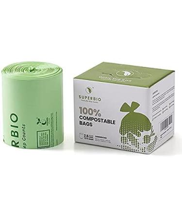 Superbio 2.6 Gallon Compostable Flat Top Garbage Bags - 100 Count | Small Trash Bags | BPI Certified | ASTM D6400 Standards - Buy Online on GoSupps.com