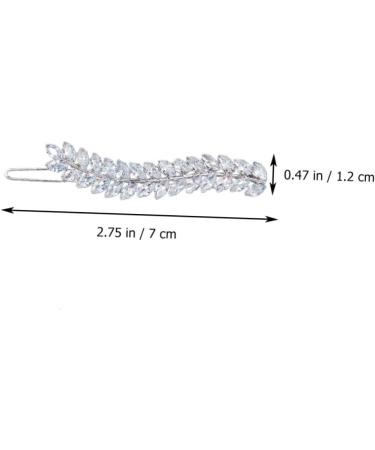 minkissy 1pc Inlaid Leaf Hairpin Hair Accessories for Women Wedding Bridal Jewelry Wedding Decorations Zircon Hair Clamp Women Headdress Fashion Hairpin Hair Clips Set Bride Girl 7x1.2cm Silver - Buy Online on GoSupps.com