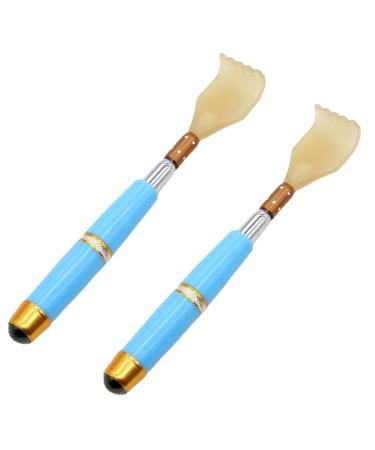 DCNIYT 2 Packs Extendable Stainless Steel Back Scratcher Telescopic Massager for Itching Relief (Blue)