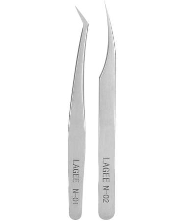 Premium Stainless Steel Eyelash Tweezers Set - Anti-Static Curved Tweezers for Eyelash Extensions & Nail Design (2 Pieces) - Buy Online on GoSupps.com