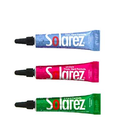 SOLAREZ Fly Tie UV Cure Resin - 3 Pack Starter Kit - Thin Hard, Thick Hard, Flex Formulas (3 x 5g Tubes) Fly Tying Resin, FlyTye Glue, Fly Fishing Starter to Build Fly Heads and Bodies! USA Made!