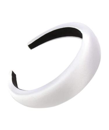 Satin Padded Headbands for Women Solid Plastic Thick Hair Hoop Girls Sponge Non-slip Hairbands Hair Accessories (White) Snap Clips