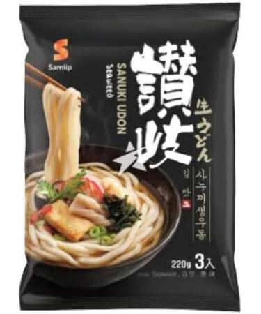 Samlip Sanuki Udon Noodles with Soup Base (Assorted 3 Flavours - Seafood Seaweed & Tempura) - Pack of 3 for 9 Servings - Buy Online on GoSupps.com