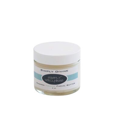 Simply DIVINE Rejuvenating Whipped Tallow Facial Butter w/CoQ10 (2 oz glass jar) - 100% Grass fed - 100% Natural & Organic  for Dry Irritated Skin Itch Relief Rosacea Eczema Dermatitis and more.