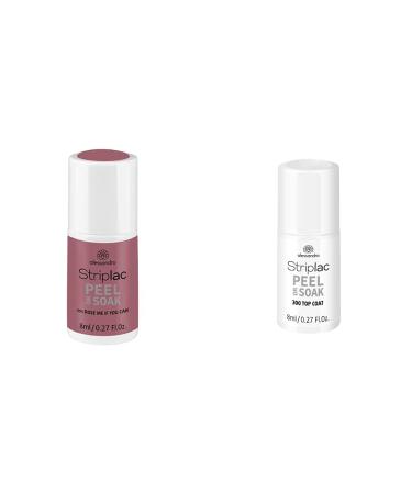 Alessandro Striplac Peel or Saak Rose Me If You Can-LED nail polish in dark rosanude tone-1 x 8ml & striplac peel or soak top coat-LED HLLACK for a perfect glossy coloring-1x8ml rose me if you can bundle with striplac peelor soak top coat