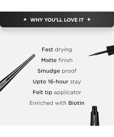 Apricx Drama Waterproof Eyeliner Black Matte Finish Smudge-Proof Fast-Drying Felt Tip Applicator Enriched with Biotin 3.5 ml - Buy Online on GoSupps.com