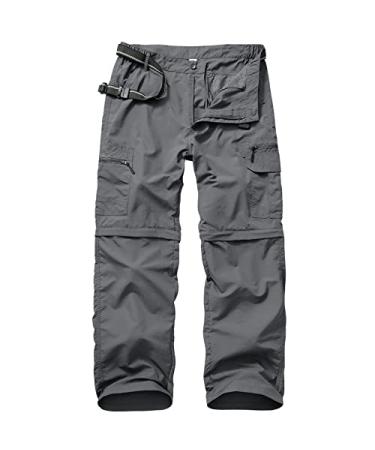 Mens Hiking Pants Convertible boy Scout Zip Off Shorts Lightweight Quick Dry Breathable Fishing Safari Pants 34 1 Grey