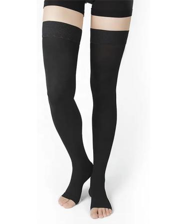 Sweltebloomz Compression stockings thigh high with open toe for Women-Medium Black - Buy Online on GoSupps.com