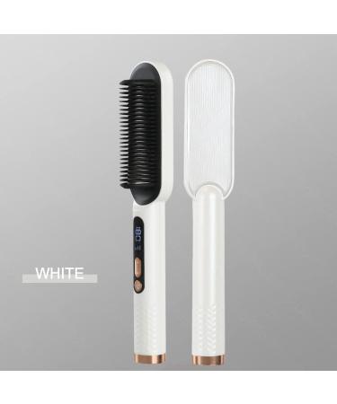 Les Mademoiselle - Hair Straightener Brush Hair Straightening Comb for Women with Multiple Temperature Setting Fast Heating & Anti-Scald (White)