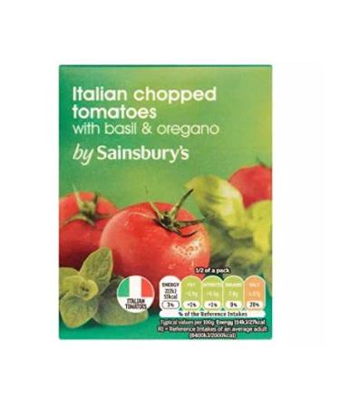 Sainsbury's Sainsbury's Chopped tomatoes with basil and oregano 390g - tomatoes chopped in tomato juice with basil and oregano.