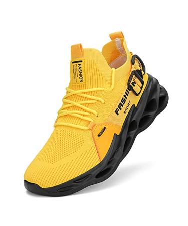 Nihaoya Mens Tennis Shoes Breathable Athletic Sneakers Lightweight Sport Shoes for Workout Walking 11 Yellow&black