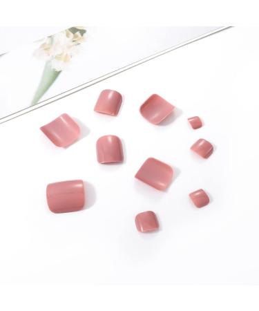 Handcess Shiny Pink Artificial Toenails - Short Square Full Cover Nail Tips for Women & Girls - International Shipping Available - Buy Online on GoSupps.com
