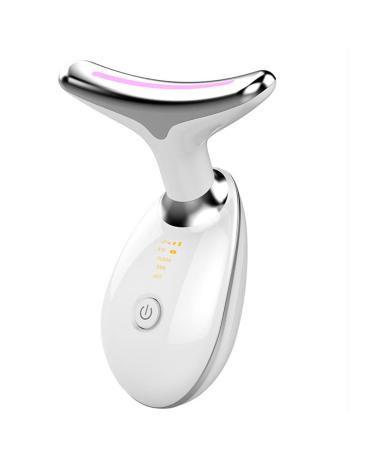 Firming Wrinkle Removal Device for Neck Face, Double Chin Reducer Vibration Massager, 3 in 1 Micro-Glow Portable Handset, Neck Massager Face Lifting Tool Skin Tightening and Smooth(White)