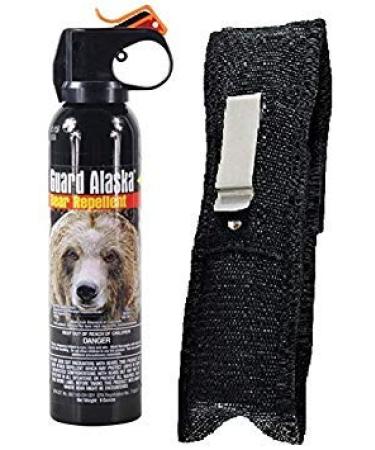 Guard Alaska 9 oz. Bear Spray and Pepper Defense Belt Clip Holster - Maximum Strength - Pepper Spray for Hiking Camping Outdoors Self Defense 1-Pack