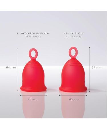 Asan Menstrual Cup - Combo Pack 2 Sizes | Light/Medium Flow Cup + Heavy Flow Cup | Easiest Cup to Insert & Remove I Special Ring Design | Premium Medical Grade Silicone I Designed in The USA Light/medium flow + Heavy flow - Pack of 2 - Buy Online on GoSupps.com