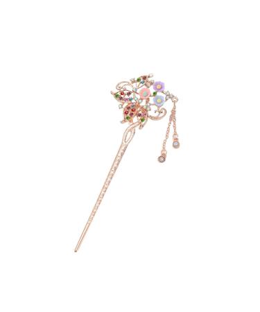 Chinese Hair Pin Shiny Tassel Rhinestone Chinese Hair Stick Flower Hair Clips Fashion Hair Stick Hair Accessories Chinese Style Hair Sticks for Decorative Hair Solid Hairstyle for Women Girls