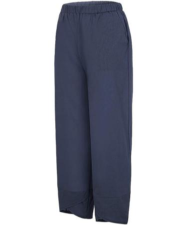 Meymia Women's Cotton Linen High Rise Map Printed Pants - Navy, Large - Buy Online on GoSupps.com