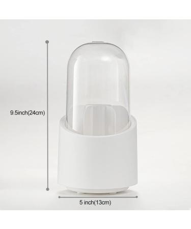 Lebenrich Rotating Makeup Brush Holder Organizer with Lid - Dustproof Clear Acrylic Container for Vanity and Bathroom Storage - Buy Online on GoSupps.com