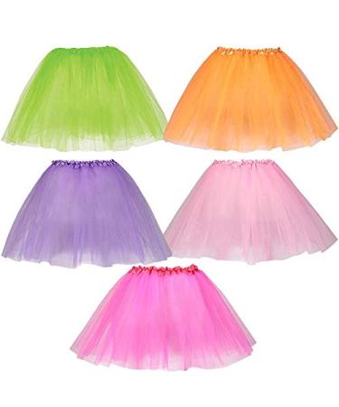 Dress Up America Tutu Multipack for Girls - Five Color Pack of Princess Tutu Skirts for Kids - Three-Layered Tulle Ballet Skirts - 15 Inch Dance Tutus