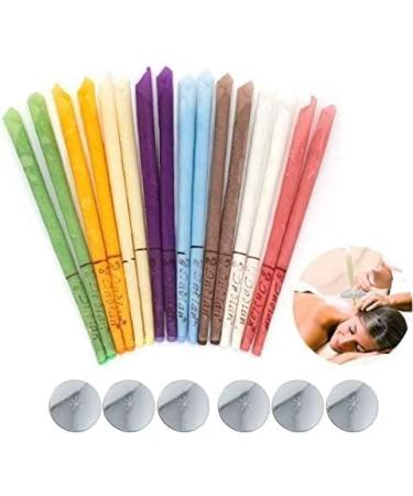 Ear Candles 16pcs Ear Candle with Natural Organic Beeswax with 6 Protective Disks Cylinders Fragrance Hollow Cone Candles 8 Colors Corresponding to 8 Scents for Health Care of Blocked Ears