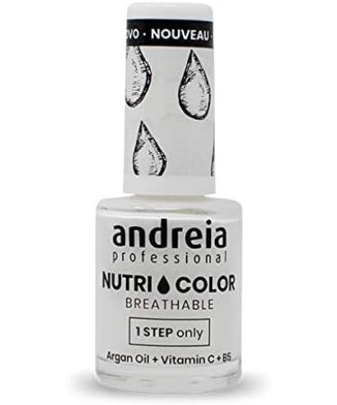Andreia Professional NutriColor Breathable Nail Polish - Vegan and Cruelty-Free DIY Nail Art Nail Polish with Long Lasting Gloss Finish Colour NC1 White 10.5ml - Buy Online on GoSupps.com