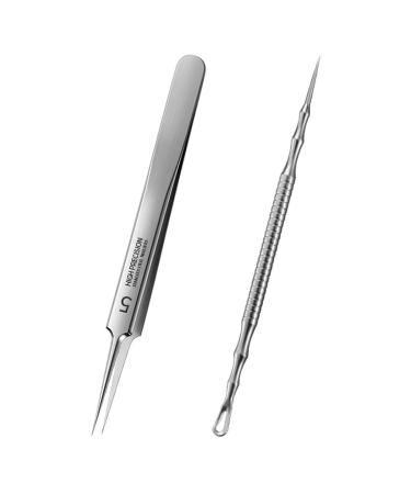 Pimple Popper Tool Kit  2Pcs Professional Facial Blackhead Remover Tweezers and Pimple Extractor Acne Treatment Tool for Acne Pimples Comedowns Blemishes or Splinters Removal