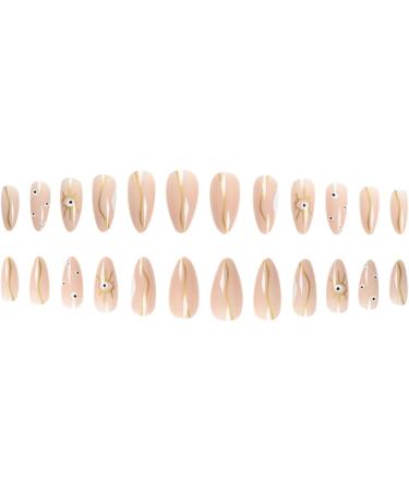 SINLOV Long Almond Fake Nails Glossy Pink Nude Press on False Nails Eyes Ballerina Artificial Finger Nails French Full Cover False Nails for Women and Girls - Buy Online on GoSupps.com