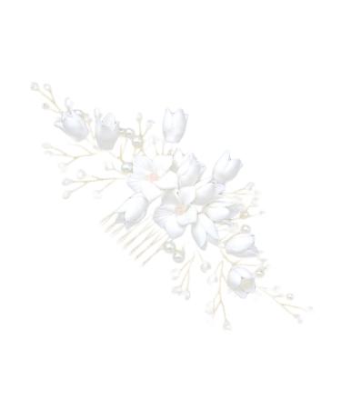 Housoutil Bride Headpieces for Wedding Bride Insert Comb Wedding Headpiece Diamond Headpiece Bridal Headpiece Wedding Diamond Comb Jewelry Comb Bride White Hairpin The Flowers Miss