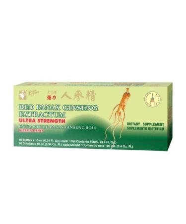 Prince of Peace Red Panax Ginseng Extractum Ultra Strength, 0.34 fl. oz. Each  Brain Boosting Supplement  Red Panax Ginseng Shots  Support Energy, Mood, & Focus - 2 Pack - 20 Bottles