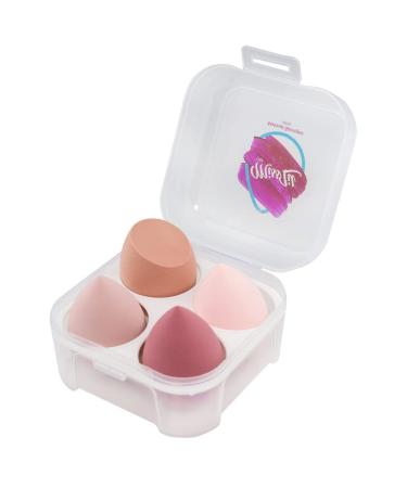 Miss Lil USA Makeup Sponge Blender Multicolor Set - Non Latex, Soft, Professional Beauty Sponge Foundation Blending Blender with Egg Case, Flawless for Cream, Powder and Liquid (4PCS, Pink, Nude) 4 Count (Pack of 1) Pink, …