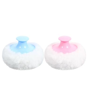ibasenice Houppettes Poudre B b Douces 8 Cm pour Visage et Corps Lot de 2 Couleurs Pastel ponge Ronde Pelucheuse R utilisable Soin Peau Sensible Usage Quotidien et Voyage