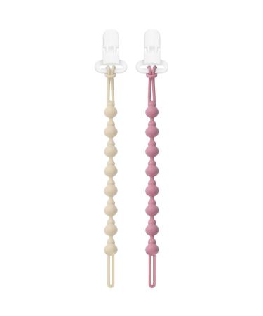 Beboan silicone pacifier chain for girls 2 pieces of BPA-free baby pacifier chain set with lock for bite toys for bite toys baby party (purple beige) purple /beige - Buy Online on GoSupps.com