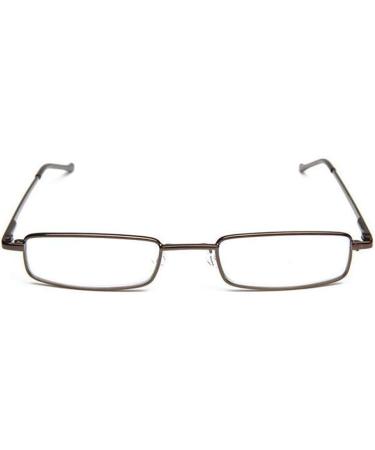 Flexible Metal Reading Glasses +2 Diopters - Unisex Feather-Hinge Visual Aid with Case (Brown) - Buy Online on GoSupps.com
